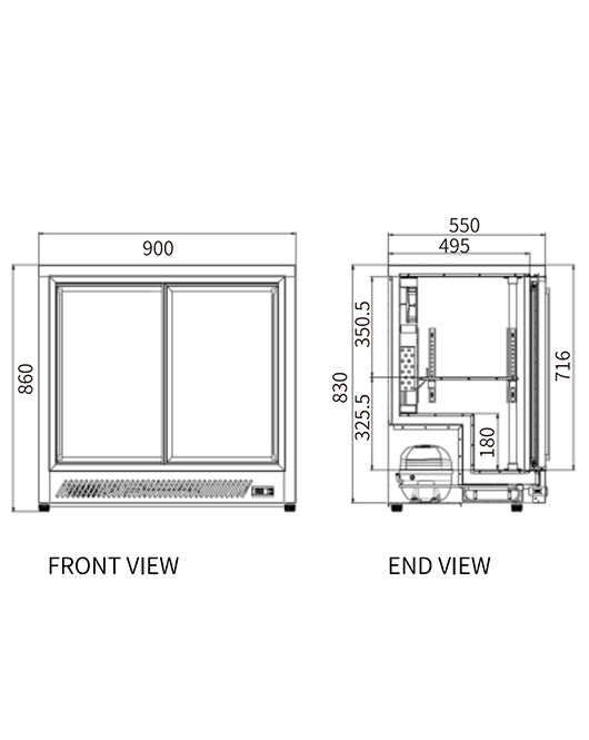 Under Bench Double Sliding Door Bar Cooler BT-900FYS/FY - BT-900FYS/FY - Snow Village Commercial Fridge - 2 - NZ Depot Buy Under Bench Double Sliding Door Bar Cooler BT-900FYS/FY Online - Commercial Fridges - 2 - NZ Depot Delivery