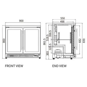 Buy Under Bench Stainless Steel Double Door Bar Cooler BT-900FS/F Online - Commercial Fridges - 2 - NZ Depot Delivery