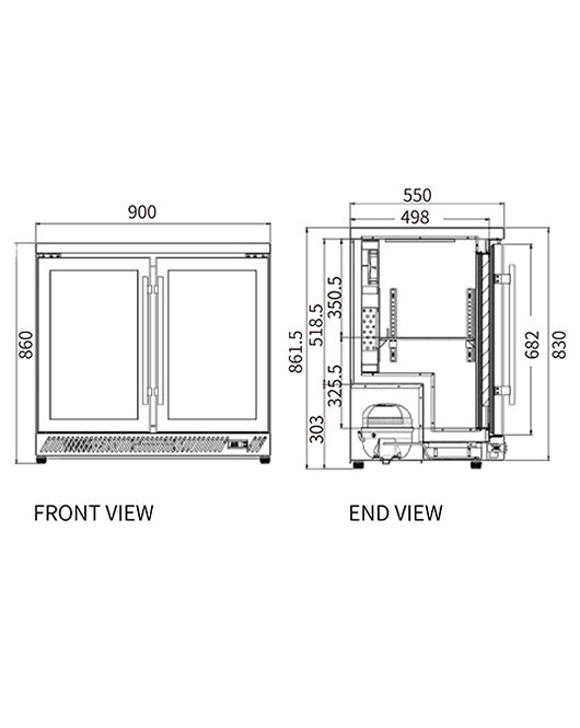 Under Bench Stainless Steel Double Door Bar Cooler BT-900FS/F - BT-900FS/F - Snow Village Commercial Fridge - 2 - NZ Depot Buy Under Bench Stainless Steel Double Door Bar Cooler BT-900FS/F Online - Commercial Fridges - 2 - NZ Depot Delivery