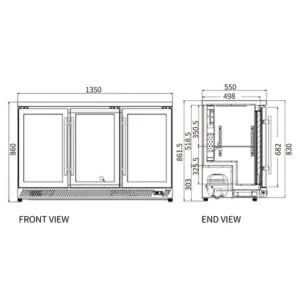 Buy Under Bench Triple Door Bar Cooler BT-1350FS/F Online - Commercial Fridges - 2 - NZ Depot Delivery