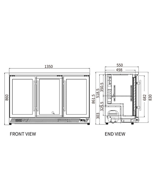 Under Bench Triple Door Bar Cooler BT-1350FS/F - BT-1350FS/F - Snow Village Commercial Fridge - 2 - NZ Depot Buy Under Bench Triple Door Bar Cooler BT-1350FS/F Online - Commercial Fridges - 2 - NZ Depot Delivery