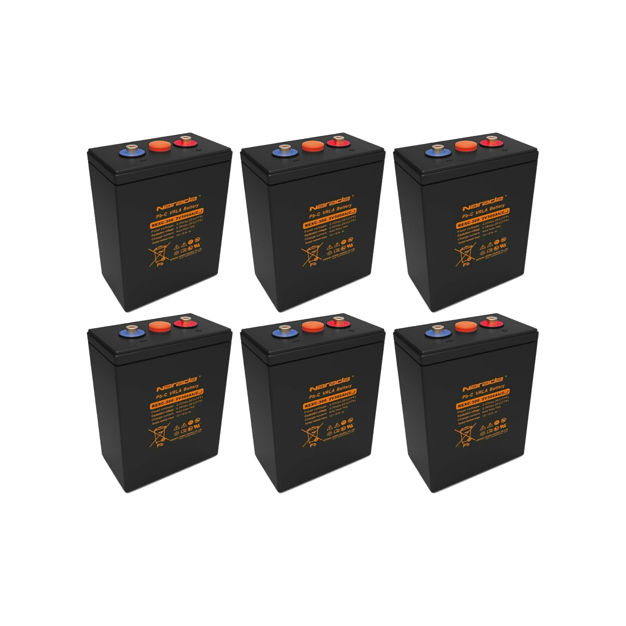 Narada REXC-300 2V 300Ah Ultra Lead Carbon Deep Cycle Solar Battery X6 1 Narada REXC-300 2V 300Ah Ultra Lead Carbon - PAC-BTN-2V300-6 front view | NZ Depot