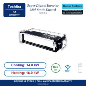Toshiba 14kW Super Digital Inverter Mid-Static Ducted - GP1601B side profile | NZ Depot