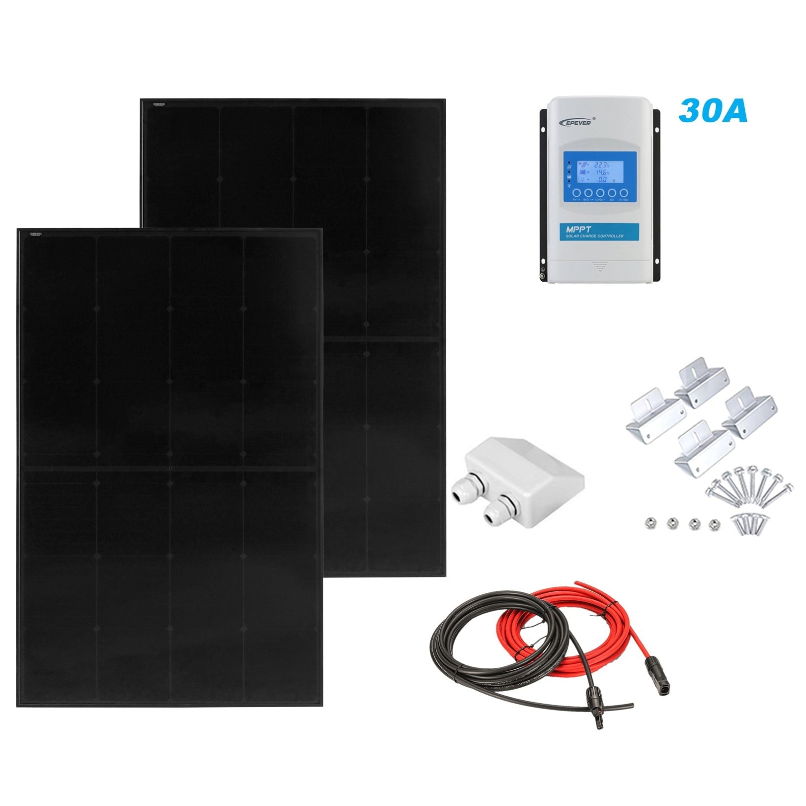 400W RV Solar Kit with EPEVER 30A MPPT Controller & Durable Aluminium Mount 1 400W RV Solar Kit - CB400EPX30A-7 front view | NZ Depot