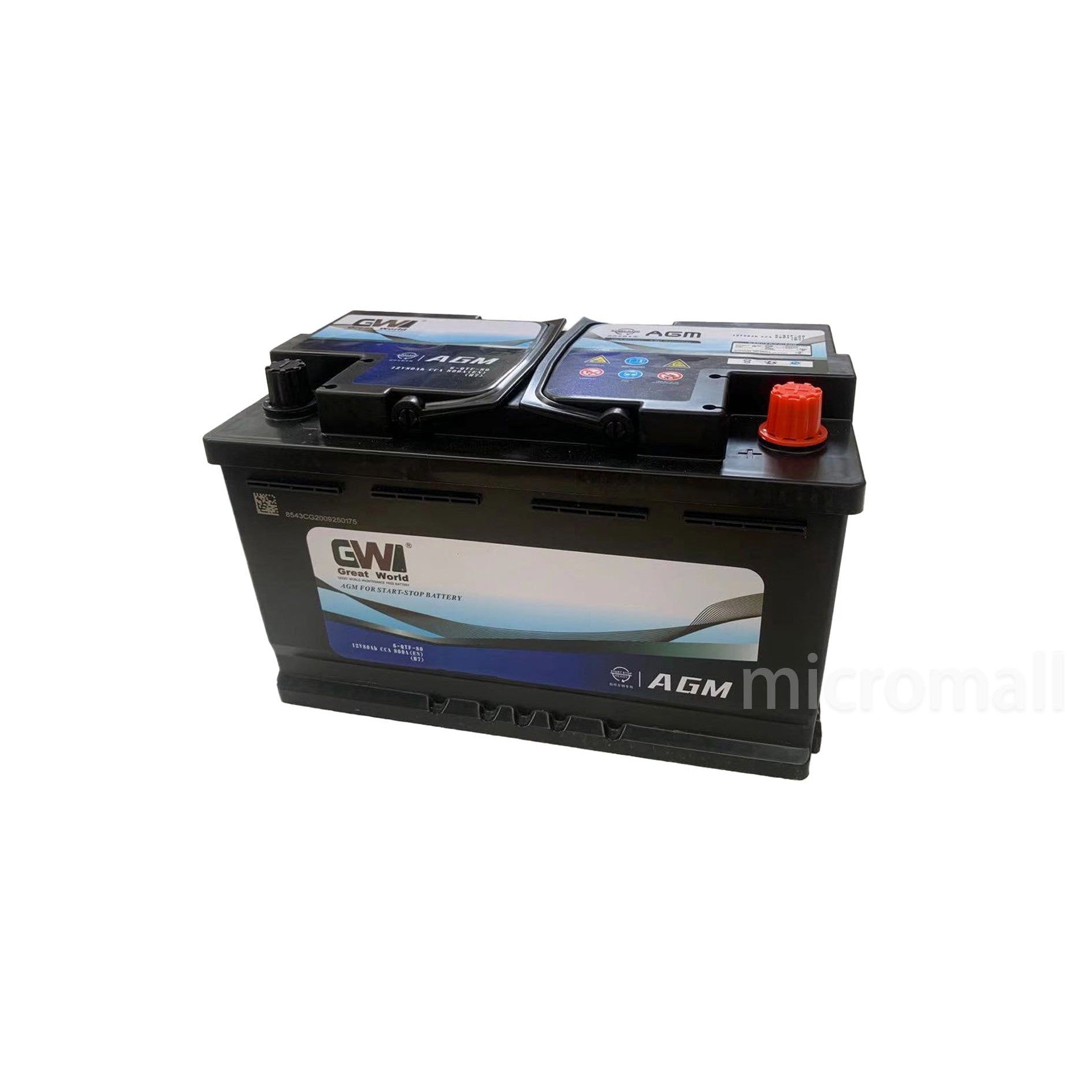 Premium 12V 80Ah 800CCA DIN92-AGM Start Stop Car Battery 1 Premium 12V 80Ah 800CCA - AGM-80AH front view | NZ Depot