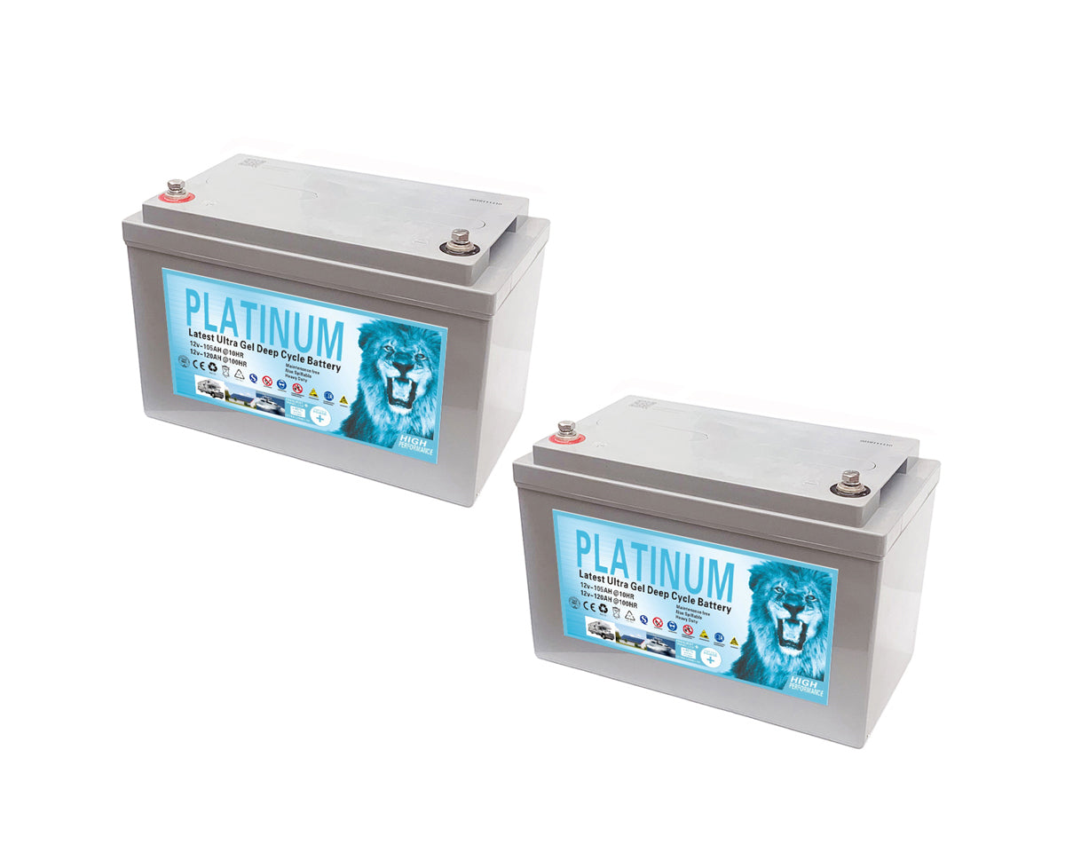 Solar Battery 2 Pack Deep Cycle 105Ah 120Ah 100hr 12V AGM GEL 2.0 1 Solar Battery 2 Pack - BTG-120A-2 front view | NZ Depot