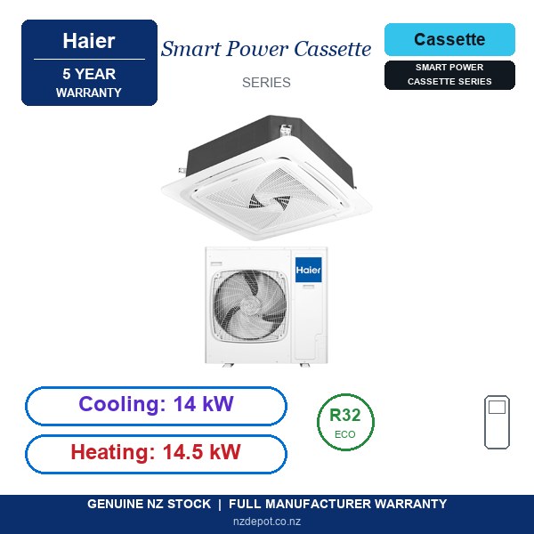 Haier 14kW Smart Power Cassette Air Conditioner Heat Pump - Complete Set (Indoor + Outdoor) (side profile) Haier 14kW Smart Power Cassette - AB140S5SR1FA-SET side profile | NZ Depot