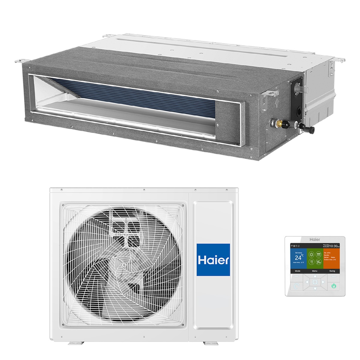 Haier 12kW Smart Power Low Profile Ducted Air Conditioner Heat Pump - Complete Set (Indoor + Outdoor) 1 Haier 12kW Smart Power Low Profile Ducted - AD125MP5FA-SET front view | NZ Depot