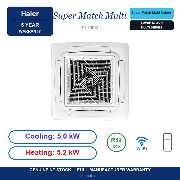 Haier AB50S2PC1FA - Super Match 5.0kW Compact 4 Way Cassette IDU (Indoor Unit Only) (side profile) Haier AB50S2PC1FA - AB50S2PC1FA side profile | NZ Depot