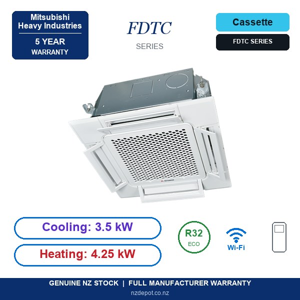 Mitsubishi Heavy Industries 3.5kW FDTC Three Phase Air Conditioner Heat Pump - Complete Set (Indoor + Outdoor) 1 Mitsubishi Heavy Industries 3.5kW FDTC Three Phase Air Conditioner Heat Pump - Complete Set (Indoor + Outdoor)