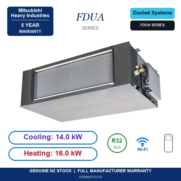Mitsubishi Heavy Industries 14kW FDUA High Static Ducted Air Conditioner Heat Pump - Complete Set (Indoor + Outdoor) 1 Mitsubishi Heavy Industries 14kW FDUA High Static Ducted Air Conditioner Heat Pump - Complete Set (Indoor + Outdoor)