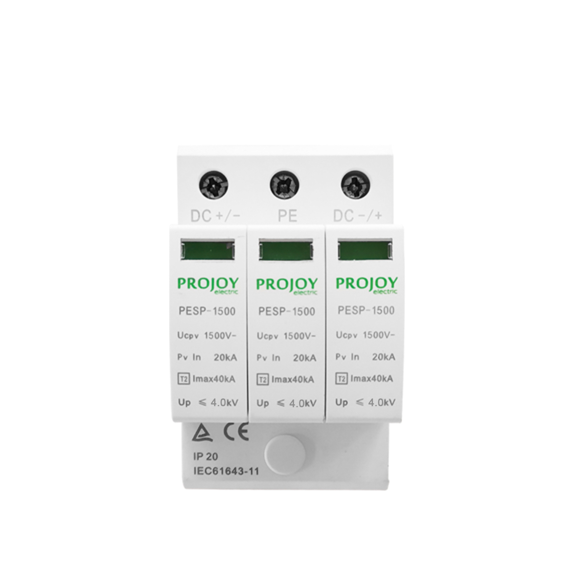 PROJOY PESP-1500 1500V DC Surge Protector for PV 1 PROJOY PESP-1500 1500V DC - SURGE-1500DC front view | NZ Depot