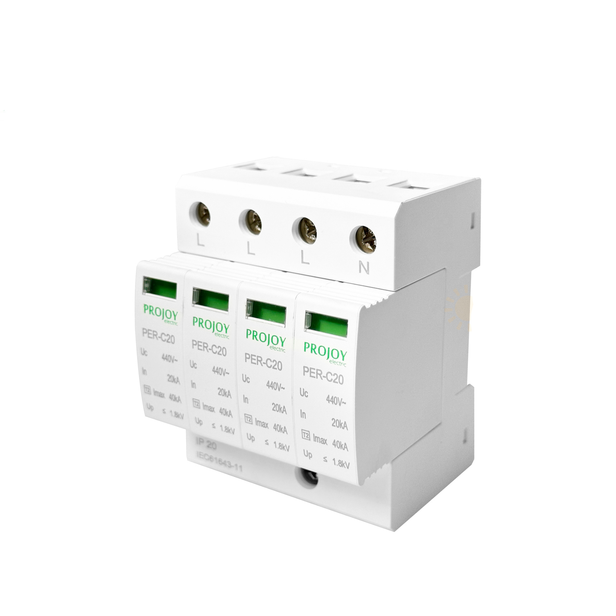 PROJOY PER-C20 440V AC Surge Protector 1 PROJOY PER-C20 440V AC - SURGE-440AC front view | NZ Depot