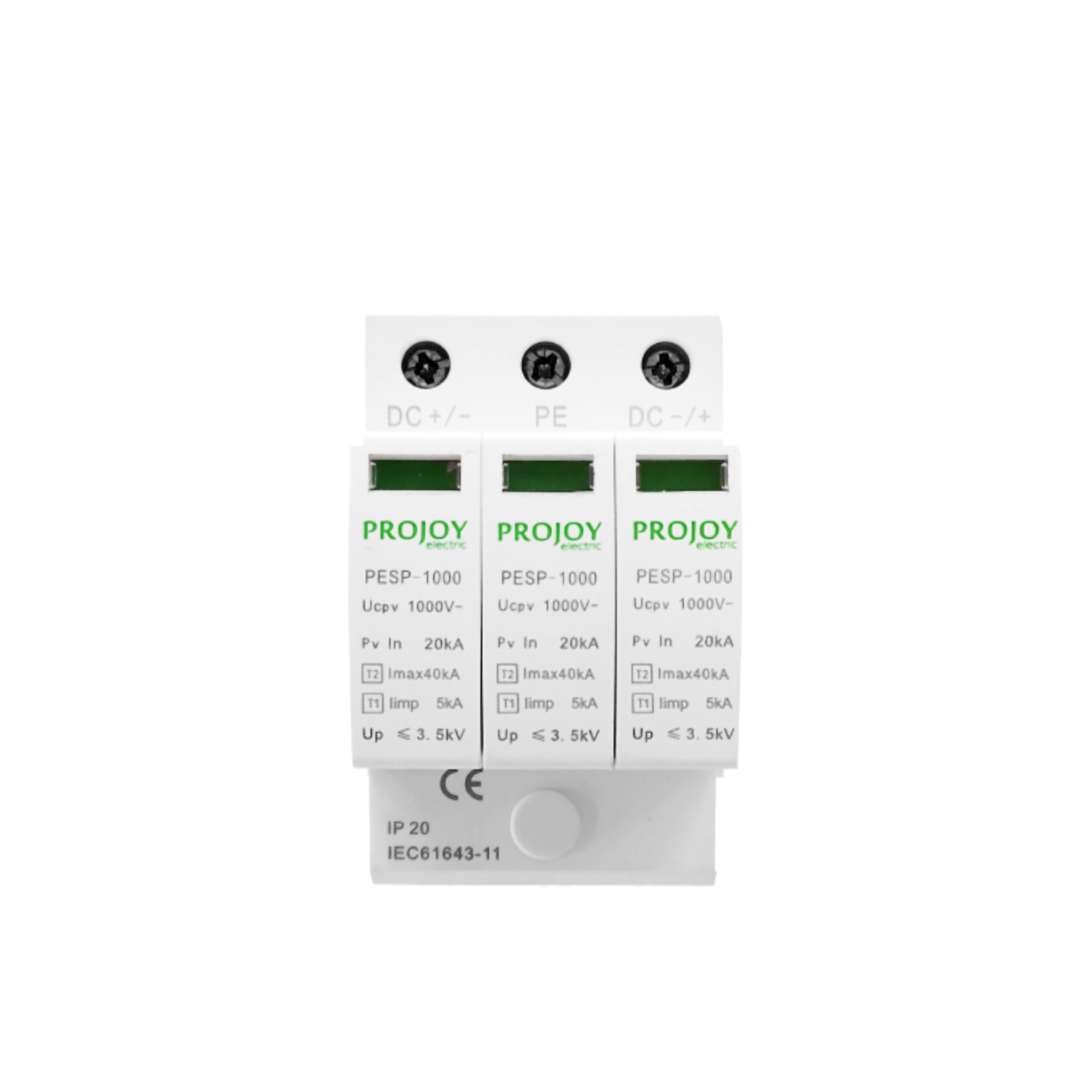 PROJOY PESP-1000 1000V DC Surge Protector for PV 1 PROJOY PESP-1000 1000V DC - SURGE-1000DC front view | NZ Depot