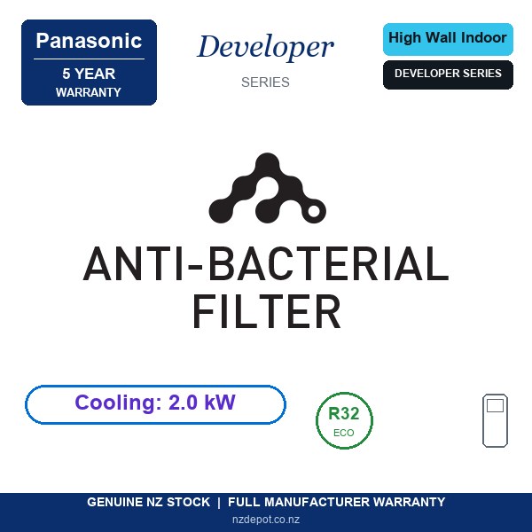 Panasonic CS-MRZ20WKR - Developer Series 2kW High Wall (Indoor Unit Only) (front view) Panasonic CS-MRZ20WKR - CS-MRZ20WKR front view | NZ Depot