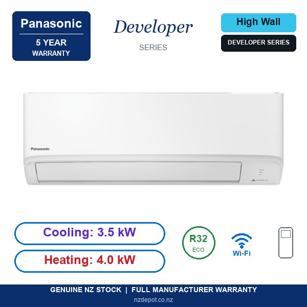 Panasonic 3.5kW Developer Series Air Conditioner Heat Pump - Complete Set (Indoor + Outdoor) (side profile) Panasonic 3.5kW Developer Series - CS-RZ35AKRW-CU-RZ35AKR-SET side profile | NZ Depot