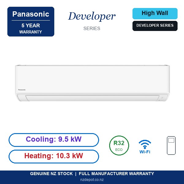 Panasonic 9.5kW Developer Series Air Conditioner Heat Pump - Complete Set (Indoor + Outdoor) (side profile) Panasonic 9.5kW Developer Series - CS-RZ95AKR-CU-RZ95AKR-SET side profile | NZ Depot