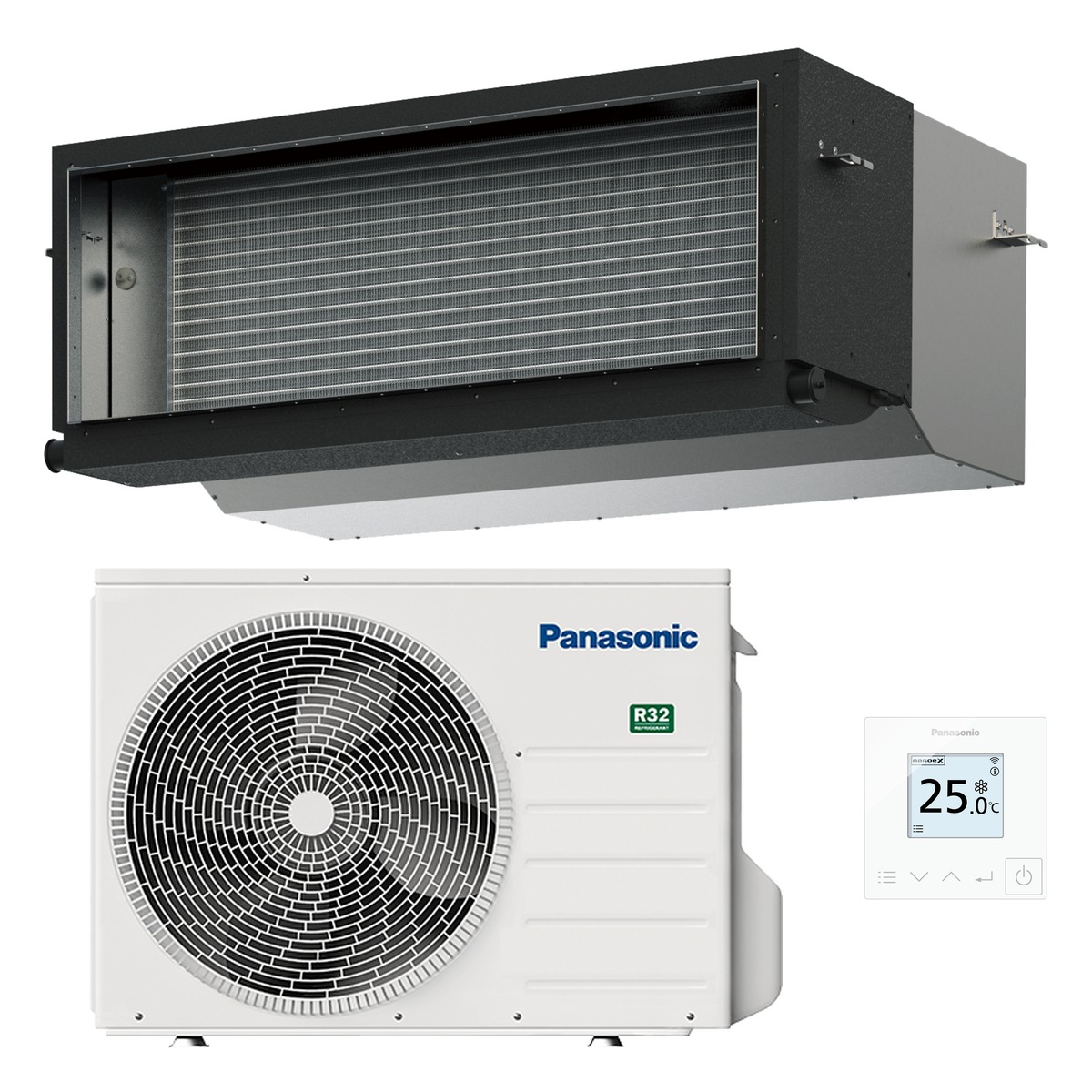 Panasonic 10kW PE4 High Static Ducted Deluxe Air Conditioner Heat Pump - Complete Set (Indoor + Outdoor) 1 Panasonic 10kW PE4 High Static Ducted Deluxe - S-100PE4R-U-100PZH3R5-SET front view | NZ Depot