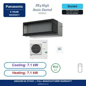 Panasonic 7.1kW PE4 High Static Ducted Compact - S-71PE4R-U-71PZ4R5-SET side profile | NZ Depot