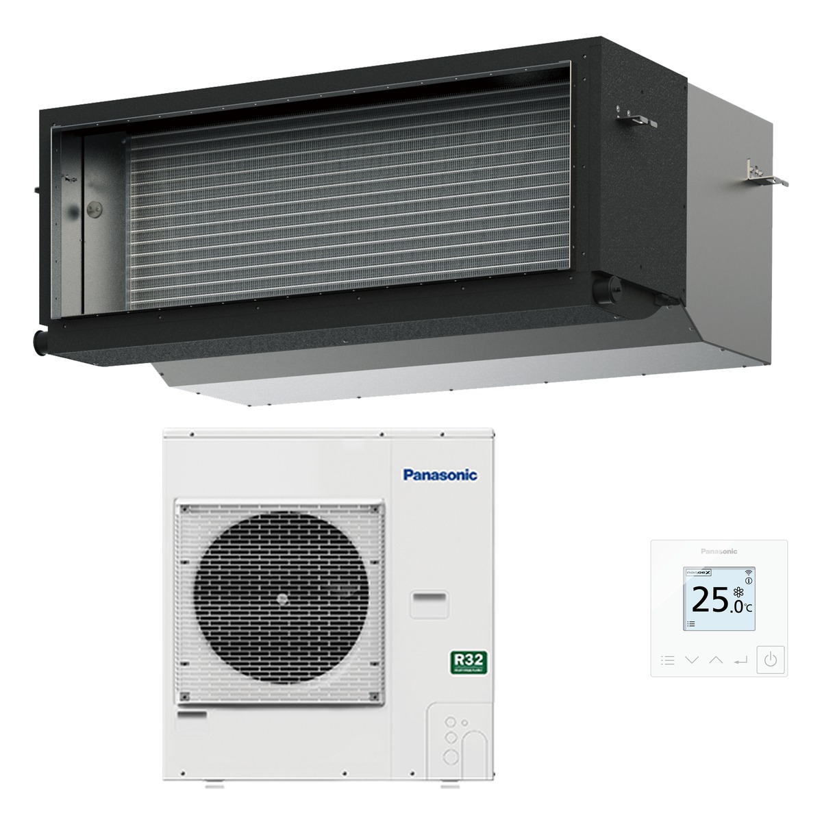 Panasonic 7.1kW PE4 High Static Ducted Deluxe Air Conditioner Heat Pump - Complete Set (Indoor + Outdoor) 1 Panasonic 7.1kW PE4 High Static Ducted Deluxe - S-71PE4R-U-71PZH3R5-SET front view | NZ Depot