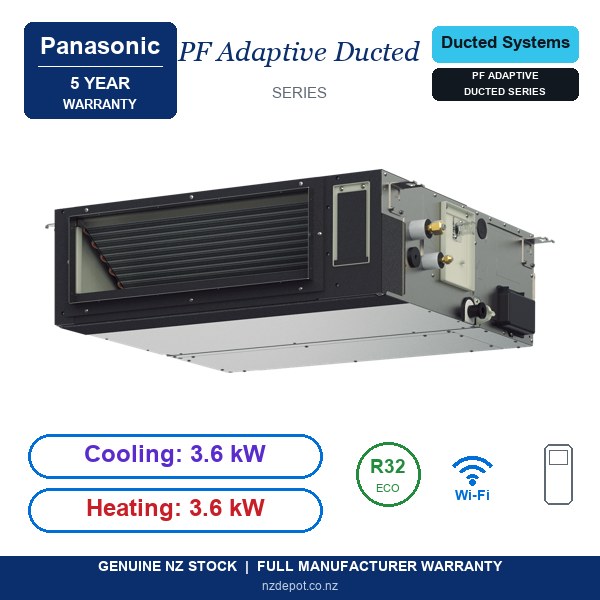 Panasonic 3.6kW PF Adaptive Ducted Air Conditioner Heat Pump - Complete Set (Indoor + Outdoor) (side profile) Panasonic 3.6kW PF Adaptive Ducted - S-3650PF3E-U-36PZ3R5-SET side profile | NZ Depot