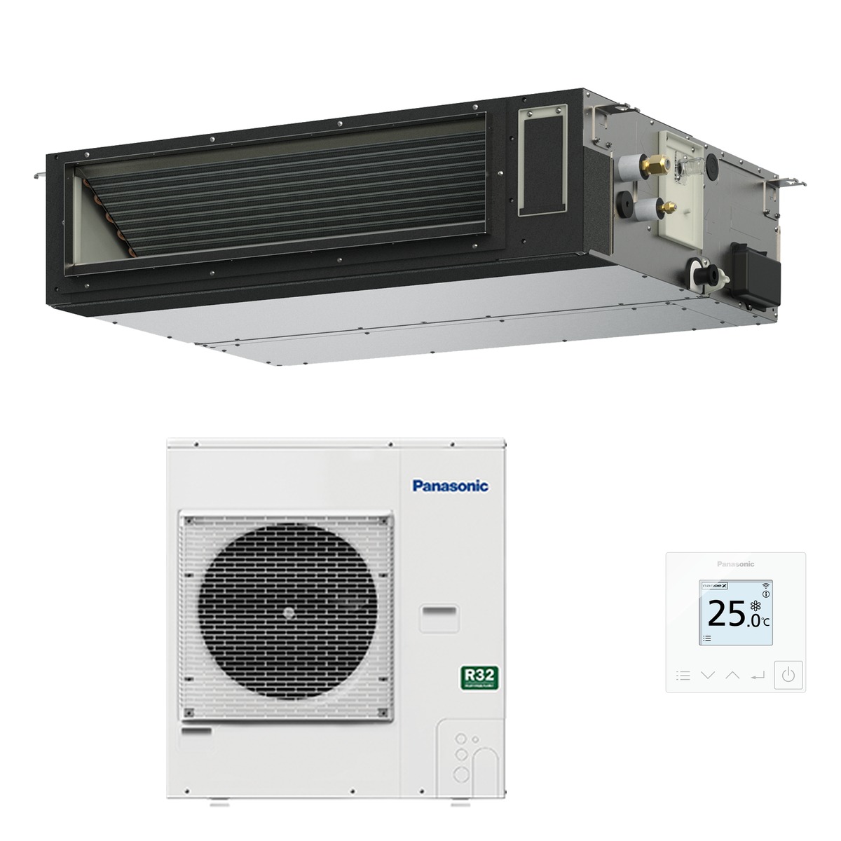 Panasonic 7.1kW PF Adaptive Ducted Deluxe Air Conditioner Heat Pump - Complete Set (Indoor + Outdoor) 1 Panasonic 7.1kW PF Adaptive Ducted Deluxe - S-6071PF3E-U-71PZH3R5-SET front view | NZ Depot
