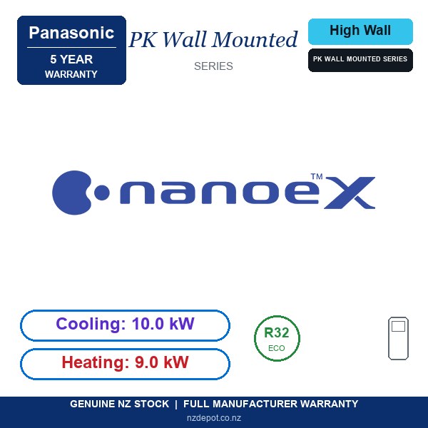Panasonic 10kW PK Wall Mounted Air Conditioner Heat Pump - Complete Set (Indoor + Outdoor) (side profile) Panasonic 10kW PK Wall Mounted - S-100PK4R-CU-RZ95AKR-SET side profile | NZ Depot