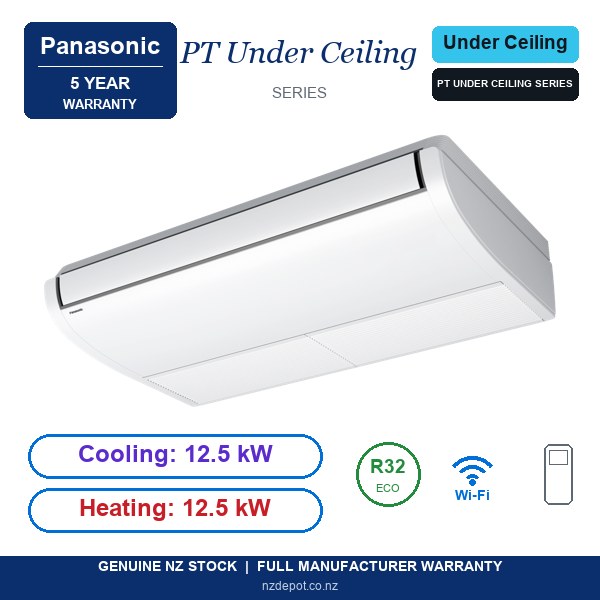 Panasonic 12.5kW PT Under Ceiling Compact Air Conditioner Heat Pump - Complete Set (Indoor + Outdoor) (side profile) Panasonic 12.5kW PT Under Ceiling Compact - S-1014PT3E-U-125PZ4R5-SET side profile | NZ Depot