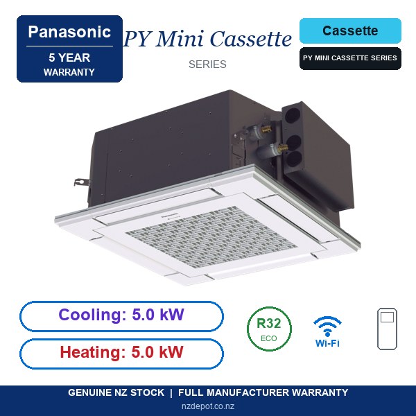 Panasonic 5kW PY Mini Cassette Air Conditioner Heat Pump - Complete Set (Indoor + Outdoor) (side profile) Panasonic 5kW PY Mini Cassette - S-50PY3E-U-50PZ3R5-SET side profile | NZ Depot