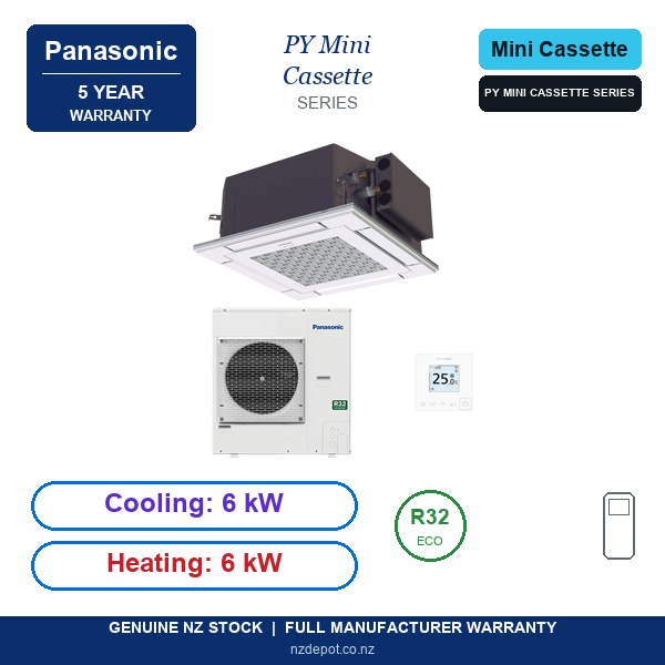 Panasonic 6kW PY Mini Cassette Air Conditioner Heat Pump - Complete Set (Indoor + Outdoor) (side profile) Panasonic 6kW PY Mini Cassette - S-60PY3E-U-60PZ3R5-SET side profile | NZ Depot
