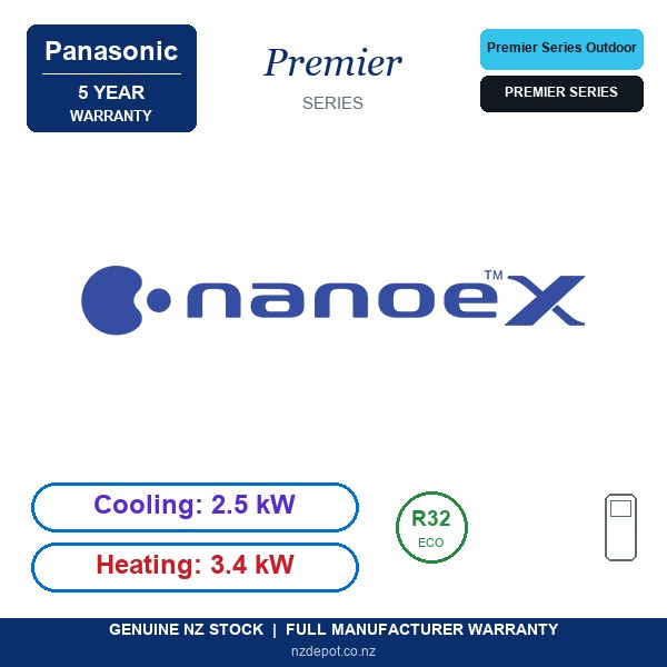 Panasonic CU-Z25UBRA - Premier Series 2.5kW Outdoor (Outdoor Unit Only) (front view) Panasonic CU-Z25UBRA - CU-Z25UBRA front view | NZ Depot