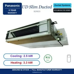 Panasonic 2.5kW UD Slim Ducted - CS-Z25UD3RAW-CU-Z25UBRA-SET side profile | NZ Depot