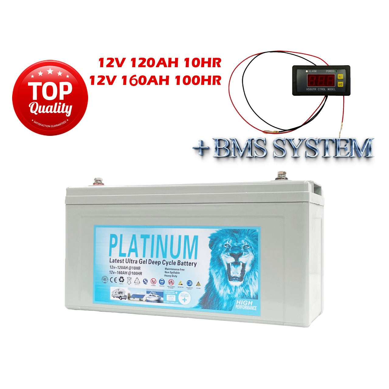 Solar Battery 120Ah 160Ah 100hr 12V AGM GEL 2.0 Deep Cycle Solar Battery (side profile) Solar Battery 120Ah 160Ah - BTG-12V160 side profile | NZ Depot