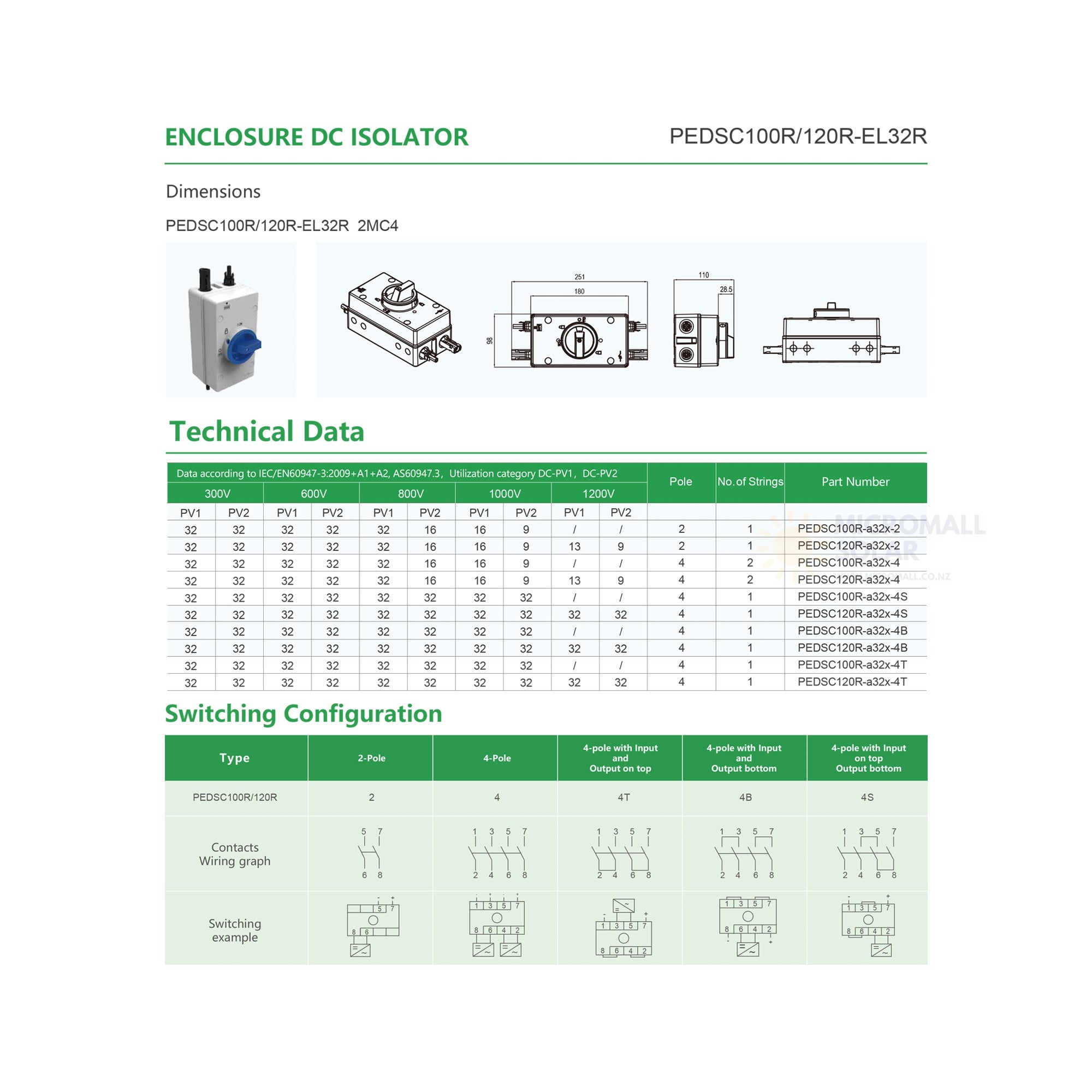 PROJOY PEDSC120R Series DC Isolator (product photo) PROJOY PEDSC120R Series DC - ISOLATOR product photo | NZ Depot