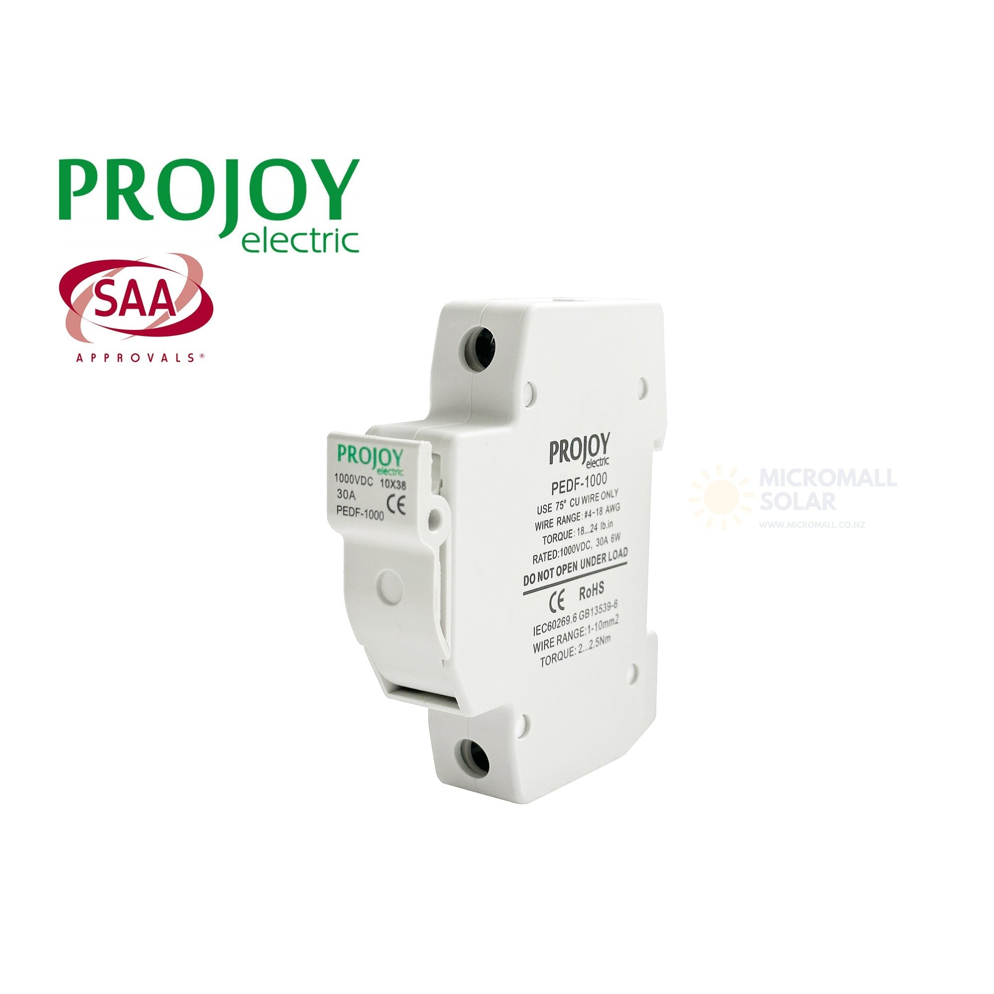 PROJOY DC FUSE PEDF-1000 1000V DC 30A (side profile) PROJOY DC FUSE PEDF-1000 - PEDF-1000 side profile | NZ Depot