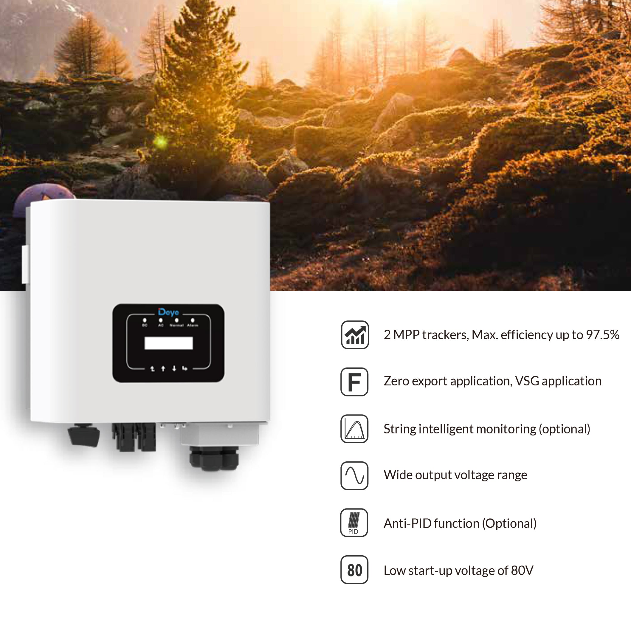 Deye 5KW Grid-tied Single Phase String Inverter 2 MPPT SUN-5K-G05P1-AU-AM2 (product photo) Deye 5KW Grid-tied Single - SUN-5K-G05P1-AU-AM2 product photo | NZ Depot