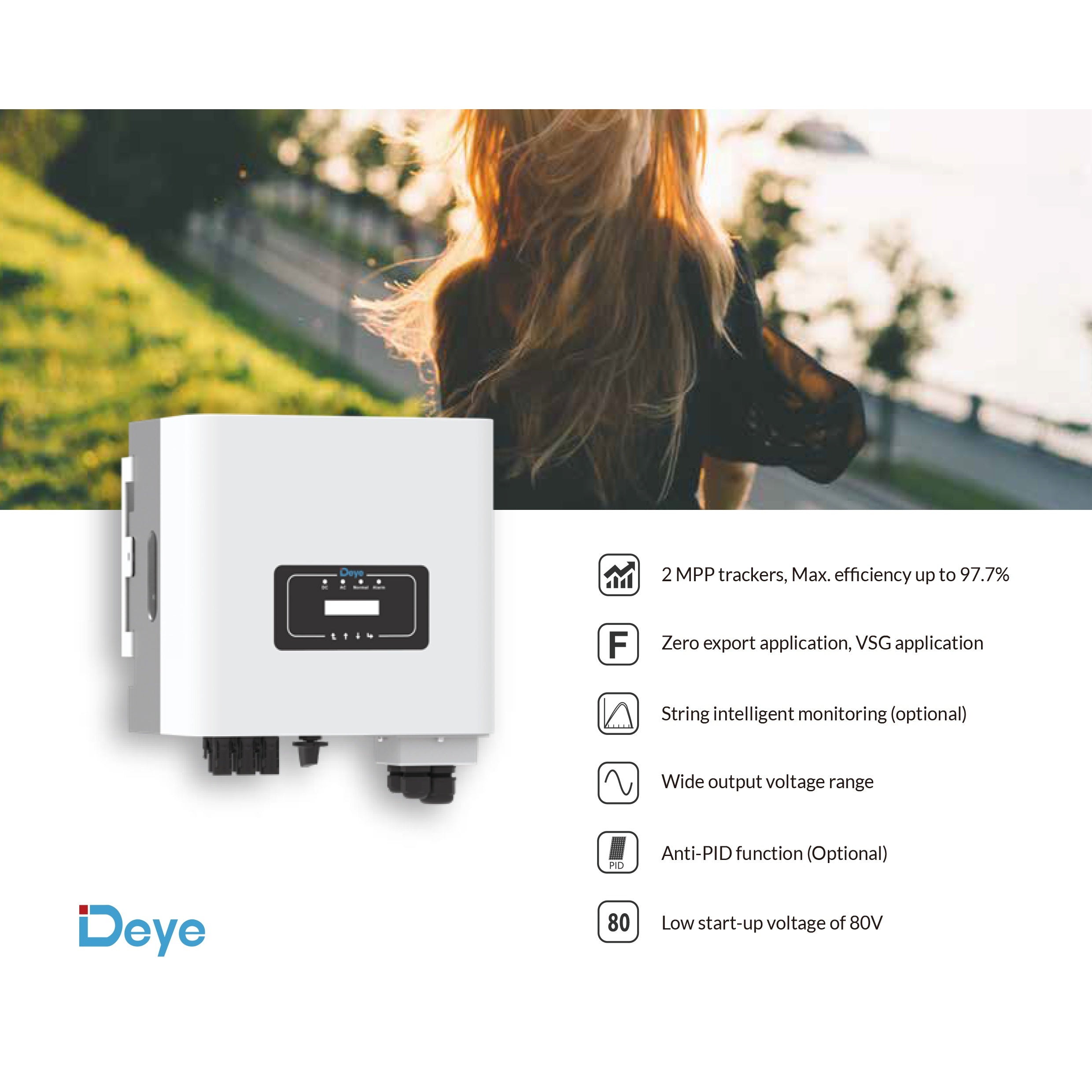 Deye SUN-8K-G02P1-AU-AM2 8kW Grid Tied Single Phase String Inverter 2 MPPT (product photo) Deye SUN-8K-G02P1-AU-AM2 8kW Grid - SUN-8K-G02P1-AU-AM2 product photo | NZ Depot