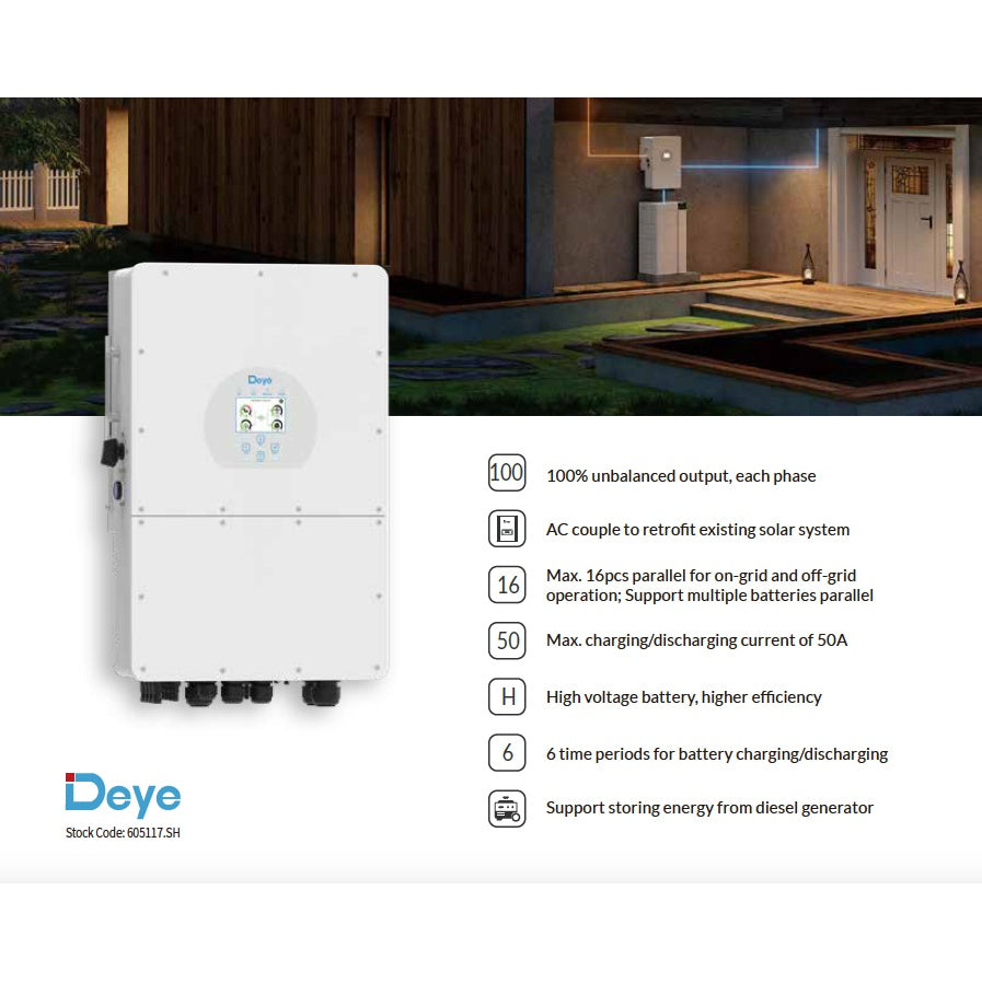 Deye 20kW Three Phase 2 MPPT Hybrid Inverter SUN-20K-SG01HP3-AU (side profile) Deye 20kW Three Phase - DY-20K-P3 side profile | NZ Depot