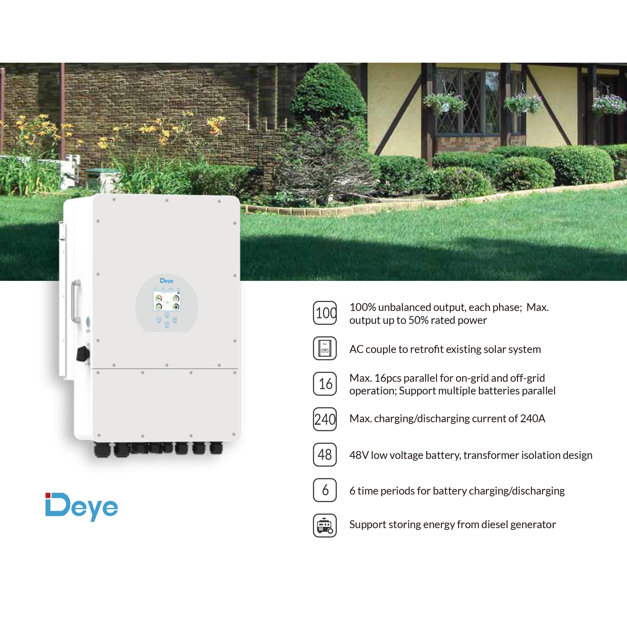 Deye 8KW Three Phase Hybrid Inverter 2 MPPT SUN-8K-SG04LP3-AU (detail view) Deye 8KW Three Phase - DY-8K-P3 detail view | NZ Depot