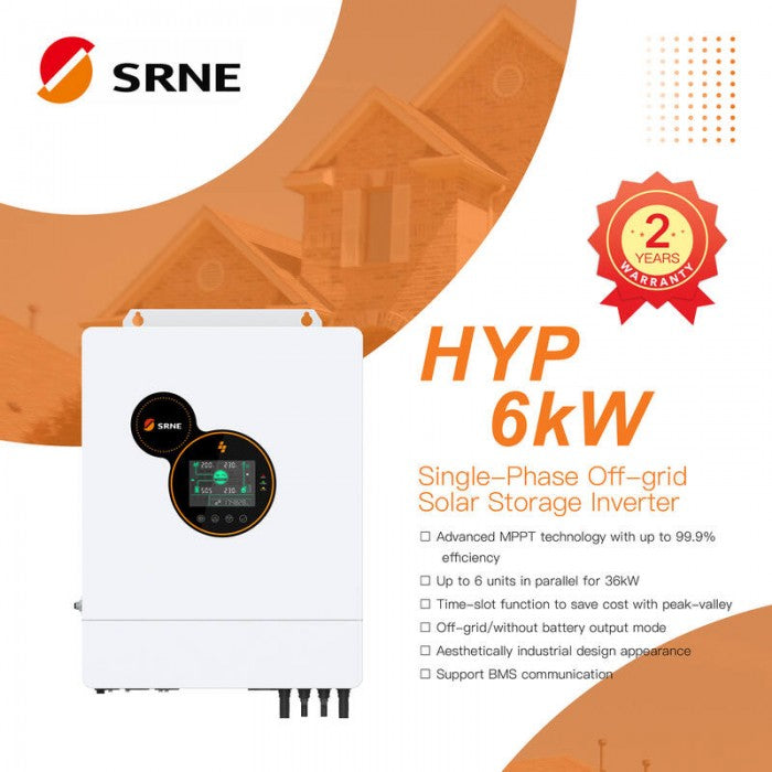SRNE 6KW Single Phase Hybrid Solar Inverter HYP4860S100-H (side profile) SRNE 6KW Single Phase - HYP4860S100-H side profile | NZ Depot