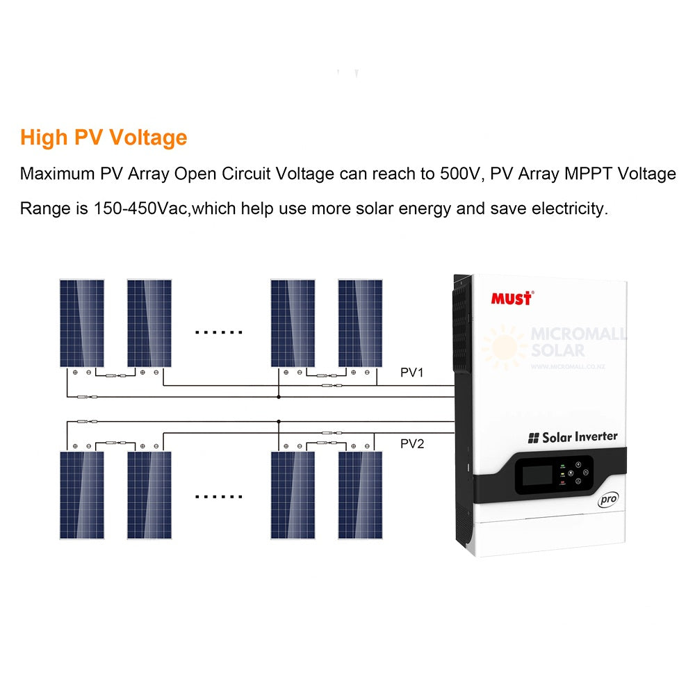 Mustpower PV18-5248 PRO 48V 5200W High Frequency Off Grid Solar Inverter (detail view) Mustpower PV18-5248 PRO 48V - IV-PV18-5248PRO detail view | NZ Depot