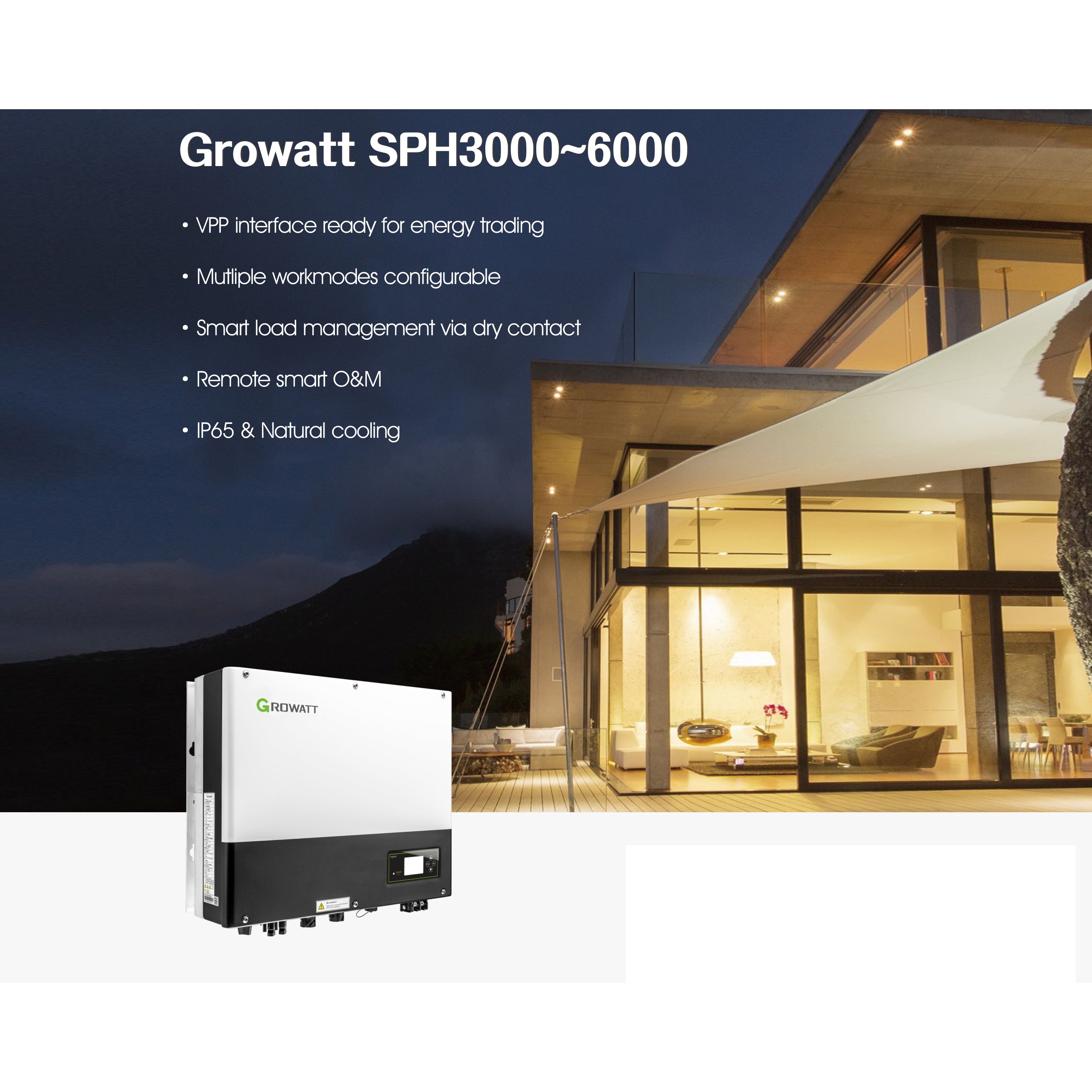 Growatt SPH5000 Hybrid Solar Inverter (detail view) Growatt SPH5000 Hybrid Solar - SPH5000 detail view | NZ Depot