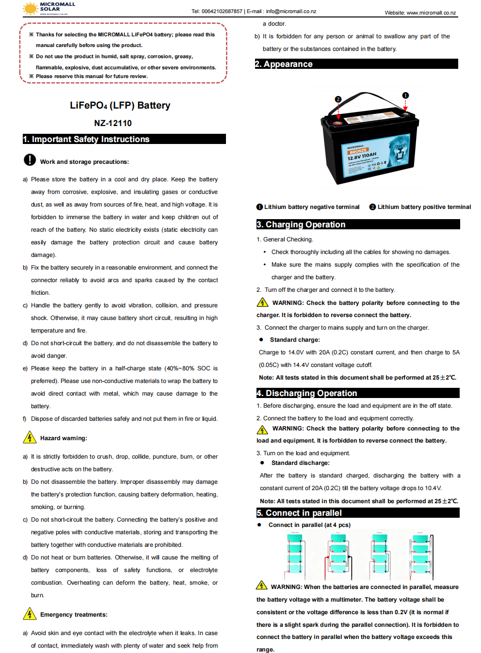 12.8V 110Ah Lithium Battery Essential LiFePO4 Battery Deep Cycle Battery Solar Battery (detail view) 12.8V 110Ah Lithium Battery - BTL-12.8V110 detail view | NZ Depot