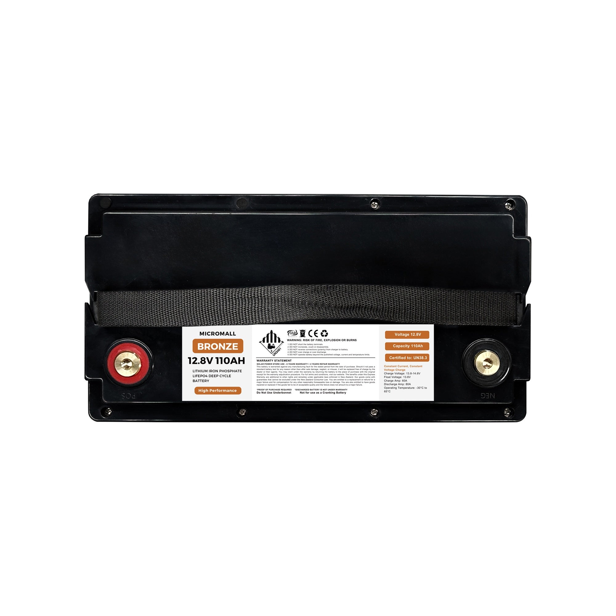 Bronze 12V 12.8V 100Ah 110Ah Lithium Battery LiFePO4 Battery Deep Cycle Battery (side profile) Bronze 12V 12.8V 100Ah - BTL-12V110B side profile | NZ Depot