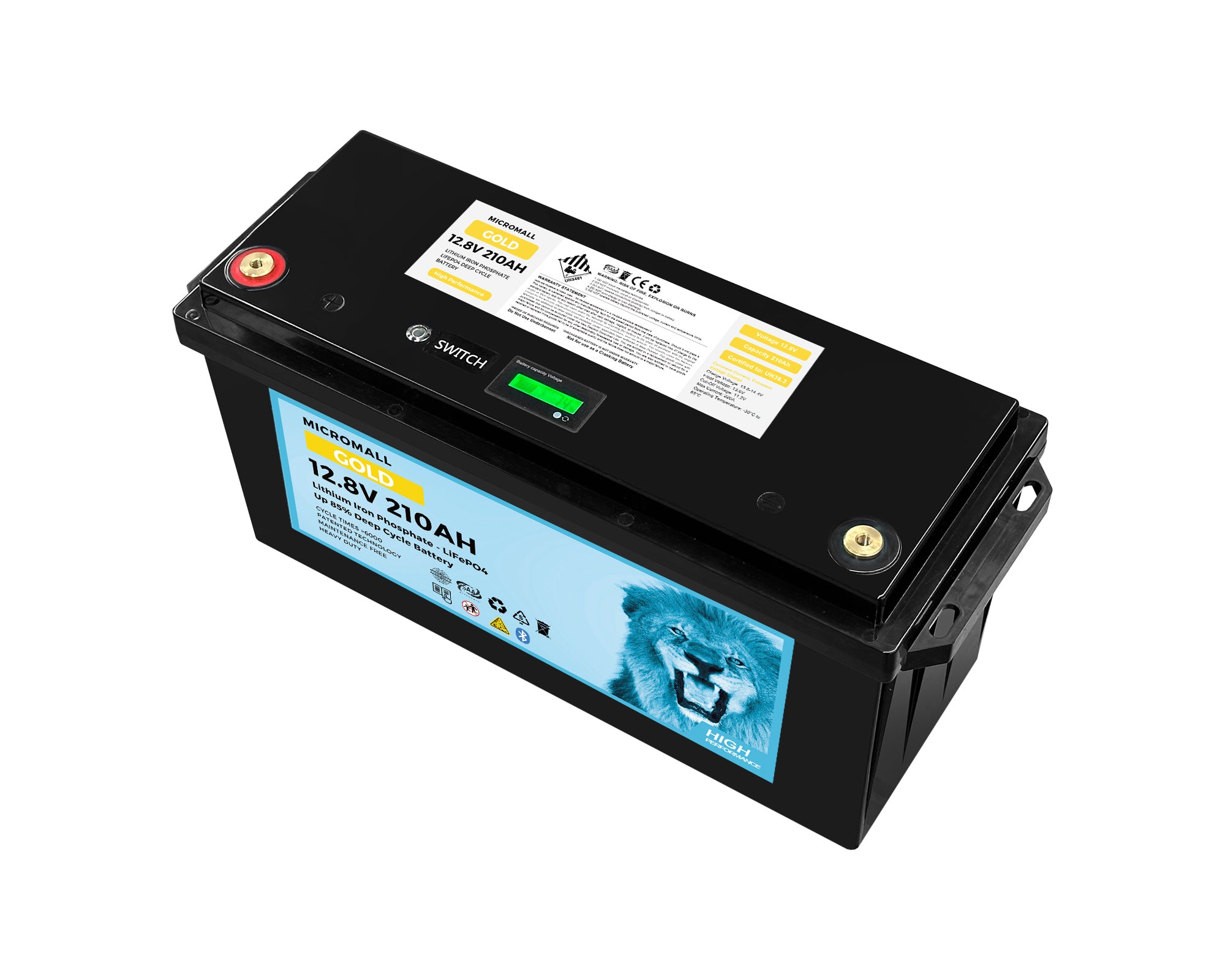 12V 200Ah 210Ah Lithium Battery GOLD LiFePO4 Battery Deep Cycle Battery Solar Battery (side profile) 12V 200Ah 210Ah Lithium - BTL-12V210G side profile | NZ Depot