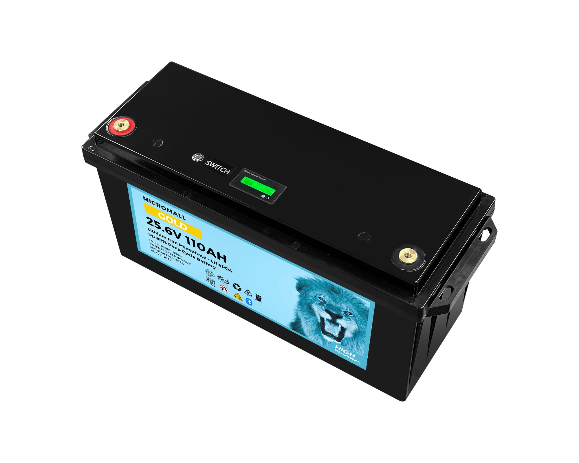 24V 100Ah 110Ah Lithium Battery GOLD LiFePO4 Battery Deep Cycle Battery Solar Battery (side profile) 24V 100Ah 110Ah Lithium Battery - BTL-24V110G side profile | NZ Depot