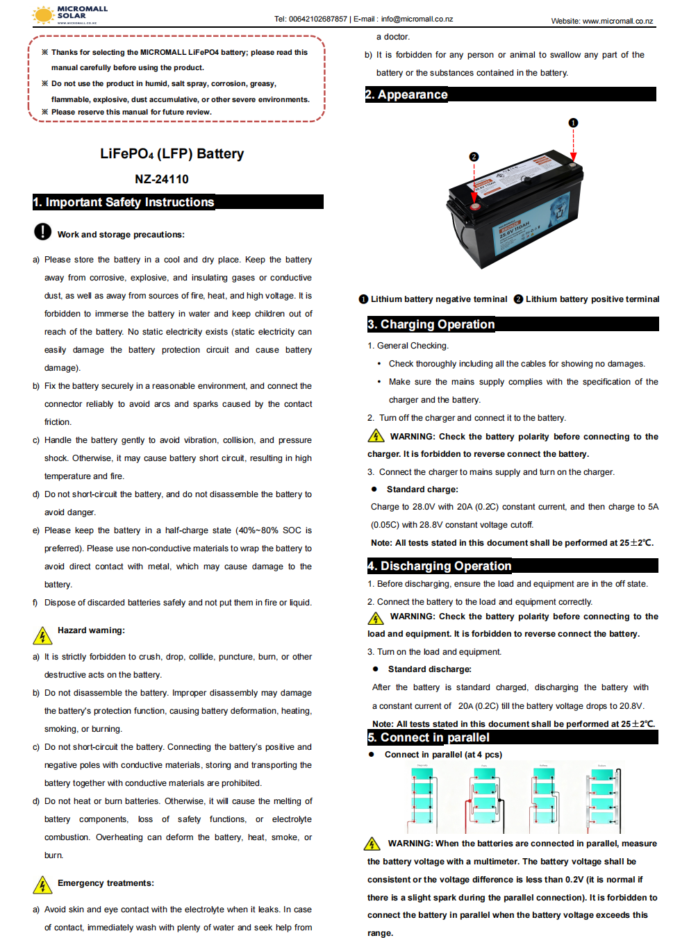 25.6V 110Ah Lithium Battery Essential LiFePO4 Battery Deep Cycle Battery Solar Battery (detail view) 25.6V 110Ah Lithium Battery - BTL-25.6V110 detail view | NZ Depot