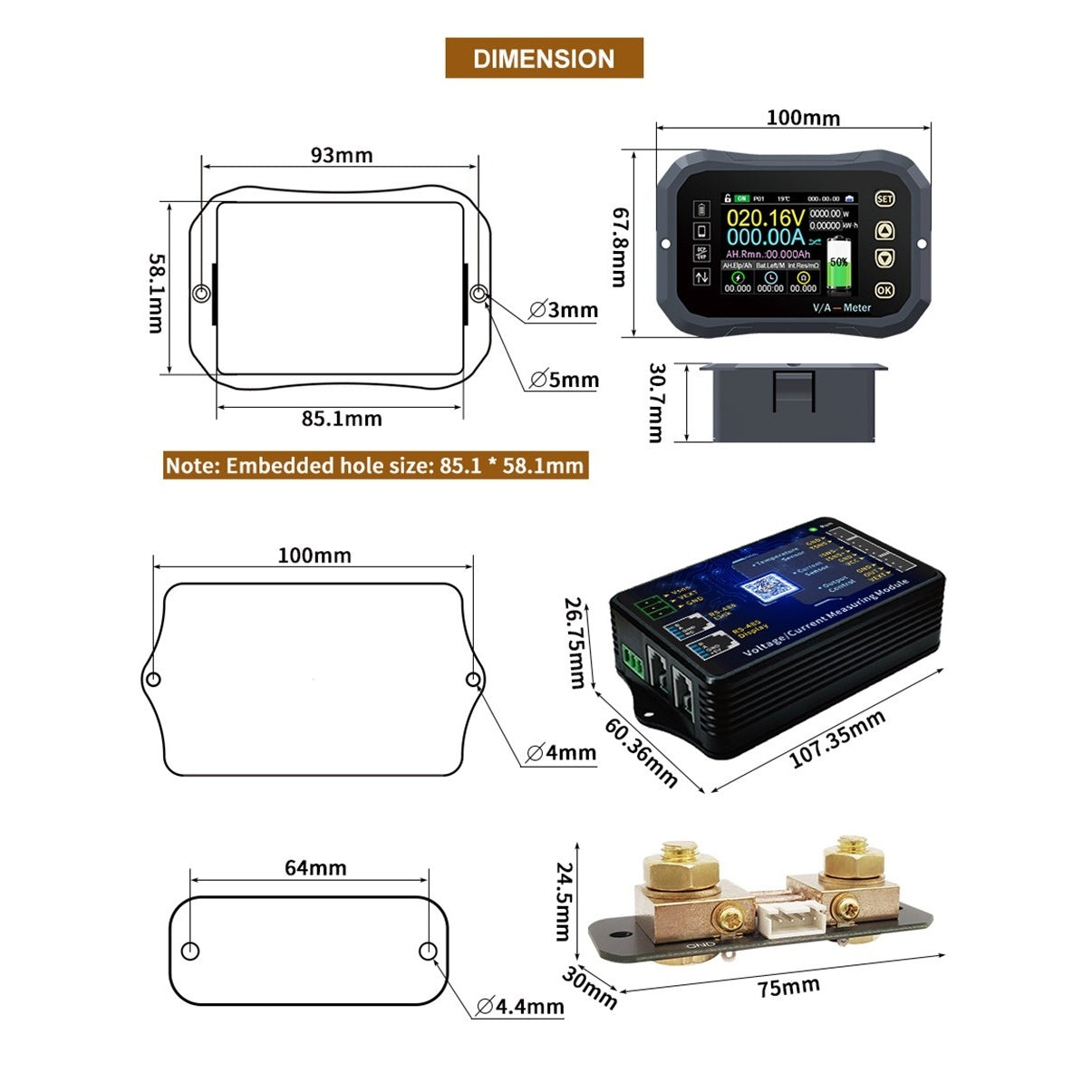 KG110F DC 0-120V 100A Battery Capacity Tester Voltage Current Meter (product photo) KG110F DC 0-120V 100A - KG110F product photo | NZ Depot