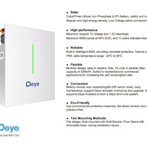 Deye RW-F16 LiFePO4 Battery - RW-F16 side profile | NZ Depot
