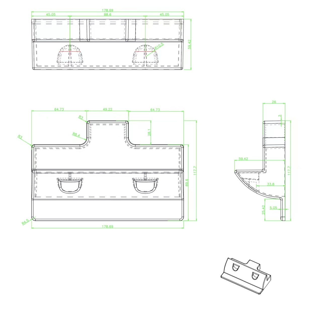 Black 7 Pcs Solar Panel Mounting Kit Drill-Free ABS Bracket Pass Through Boat RV (detail view) Black 7 Pcs Solar - MOUNT7-BK detail view | NZ Depot